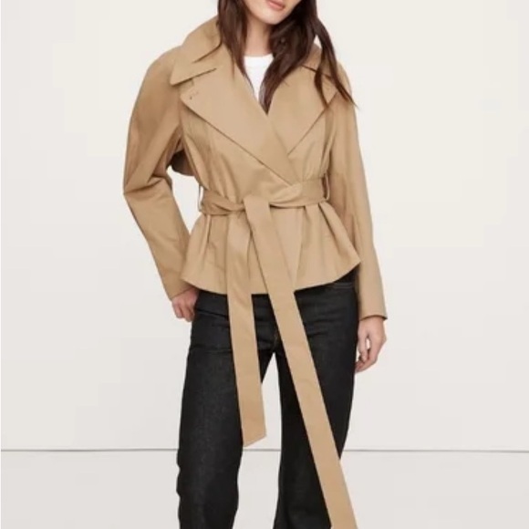 Banana Republic Jackets & Blazers - NWOT Banana Republic Waist Length Trench Coat, Women's L Tan Belted Raincoat